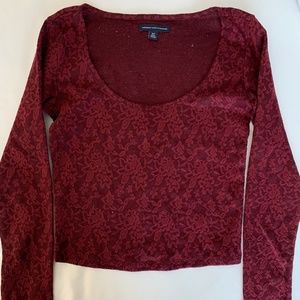 American Eagle women's floral crop top long sleeve